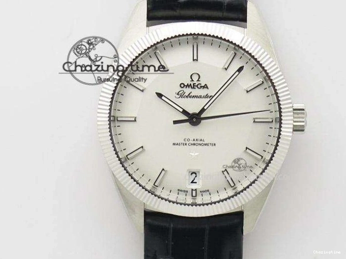 0203 Modern De Ville Date RG MKF 1:1 Best Edition White Textured Dial Roman Marker on Brown Leather Strap A 7752